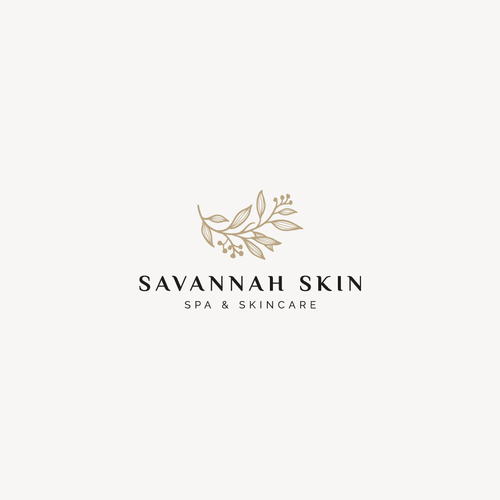 Botanical logo with the title 'Savannah Skin'