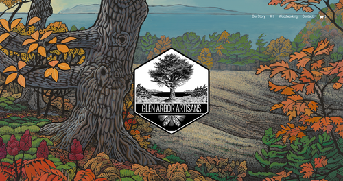 Acrylic design with the title 'Glen Arbor Artisans: A Reflection of Artistry, Craftsmanship, and Nature'