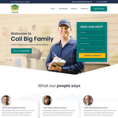 HVAC design with the title 'Design an Awesome HVAC / Electrical Contractor Website'