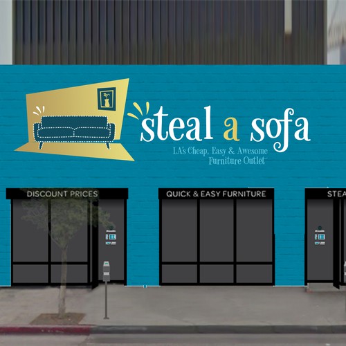 Sofa design with the title 'Steal a Sofa Logo Design'