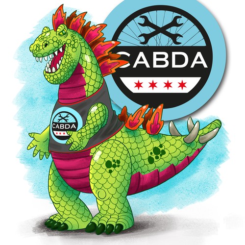 Godzilla design with the title 'Mascot Design'