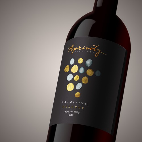 High-end label with the title 'Apricity Vineyard Wine Label'