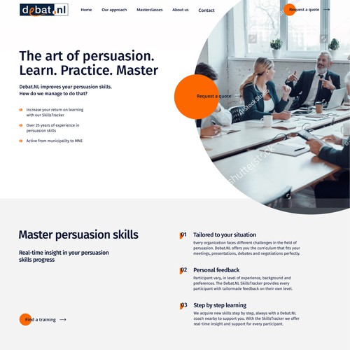 Coaching website with the title 'B2B website that targets two audiences: governmental organizations and multinational enterprises'