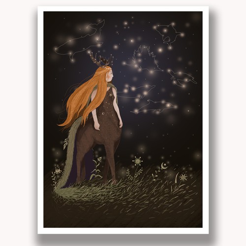 Night sky design with the title 'Greeting card'