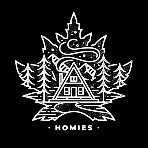 T-shirt artwork with the title 'Tiny Home Cabin Vintage Design'