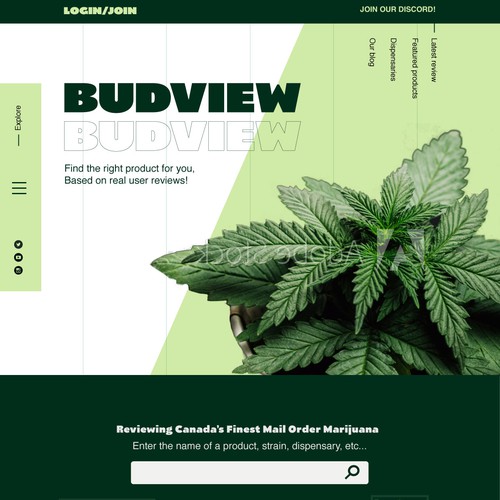 Review design with the title 'Cannabis review website design'