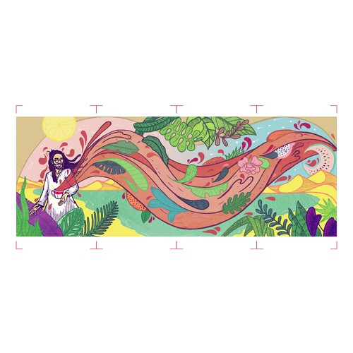 Tropical artwork with the title 'illustration for coffee packaging'