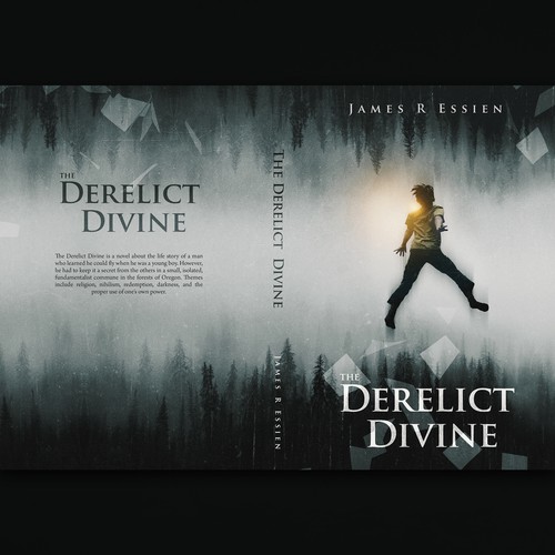 Suspense book cover with the title 'The Derelict Divine'