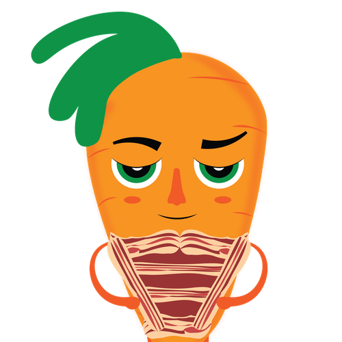 Hipster artwork with the title 'Concept for a vegan proof vest tshirt.'