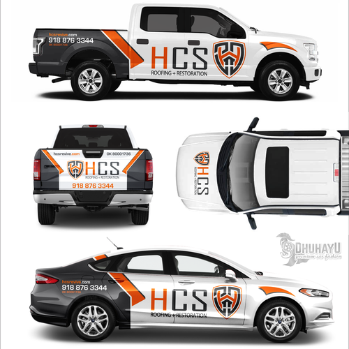 Roof design with the title 'HCS roofing + restoration'