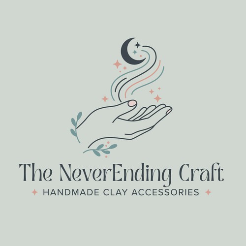 Botanical logo with the title 'The never ending craft logo '