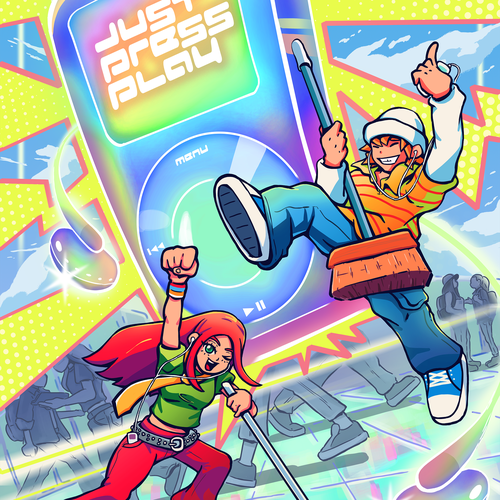 Digital art illustration with the title 'Anime style poster design'