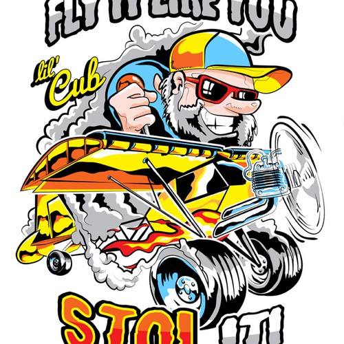 Comic t-shirt with the title 'T-shirt Design for an Airplane'
