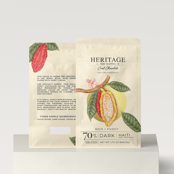 Cacao packaging with the title 'Chocolate Packaging'