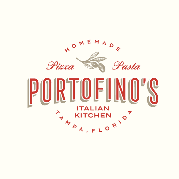 Pasta logo with the title 'Portofino's Italian Kitchen'