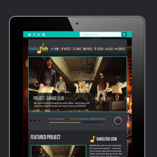 Music website with the title 'Studio Music Website'