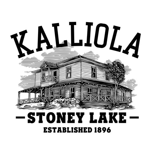 Line art t-shirt with the title 'Vintage Old Cabin Line Drawing T-Shirt Design'