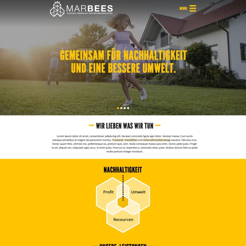 White and yellow design with the title 'Website for Real-Estate Services'