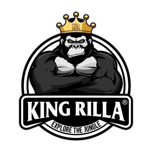 Gorilla design with the title 'Gorilla Cartoon Character for KING RILLA logo design'