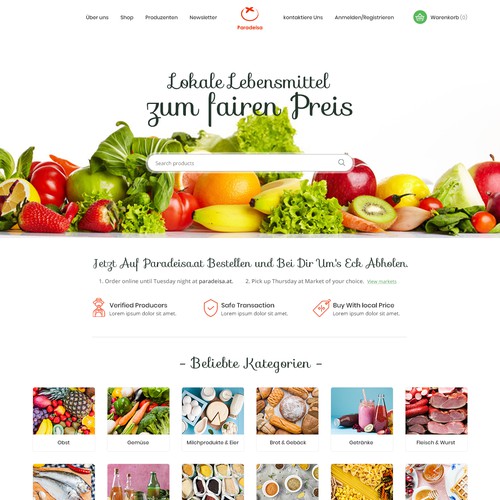 Service website with the title 'Website Design for Local Produced Food Provider.'