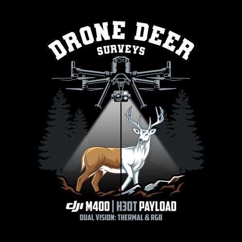 Drone design with the title 'Drone Deer Surveys T-Shirt'
