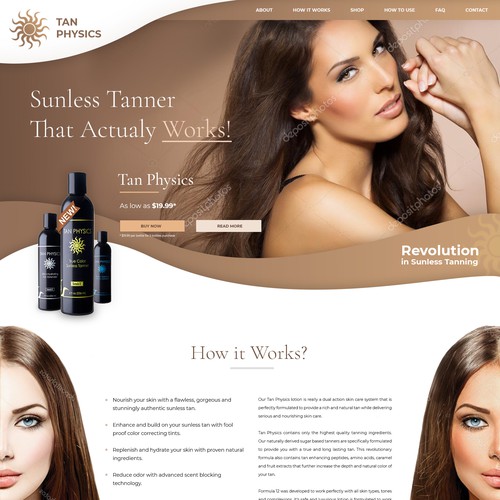 Digital website with the title 'Website design for cosmetic product'