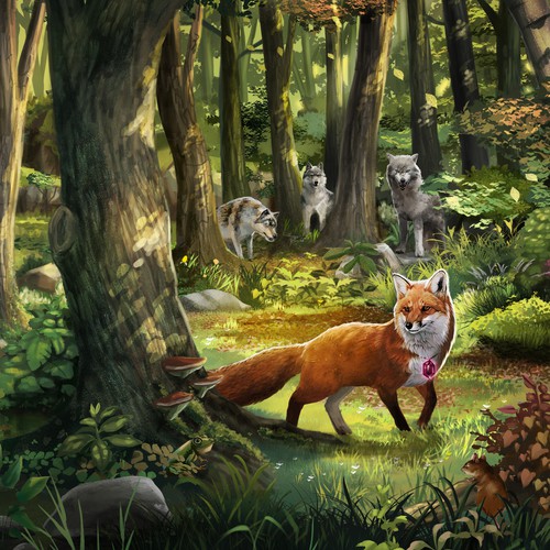 Wolf book cover with the title 'Maroon Fox Book cover Illustration'