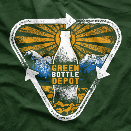 Environmental design with the title 'Environmentalist Green Bottle Depot T-shirt'