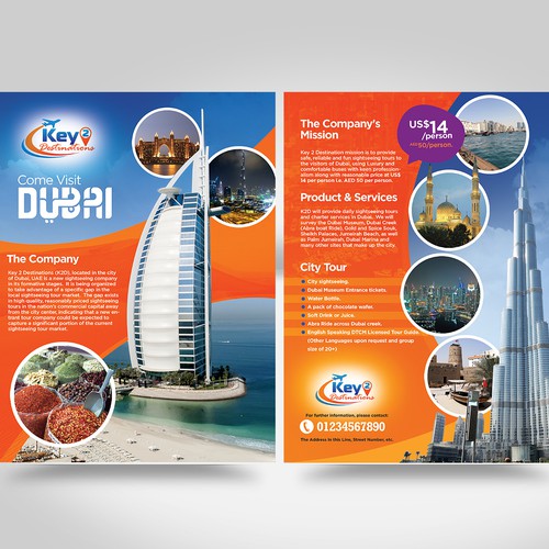 Dubai design with the title 'Dubai city tour promotion brochure'
