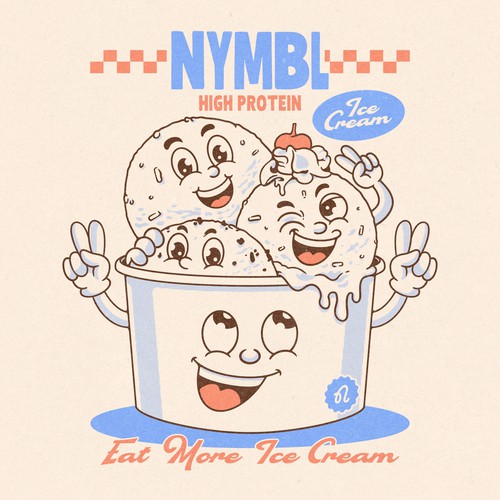 Mascot t-shirt with the title 'vintage cartoon style ice cream'