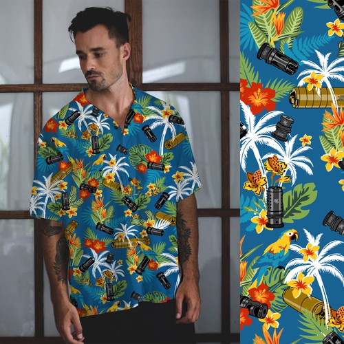 Hawaiian design with the title 'Hawaiian Shirt Custom Design'