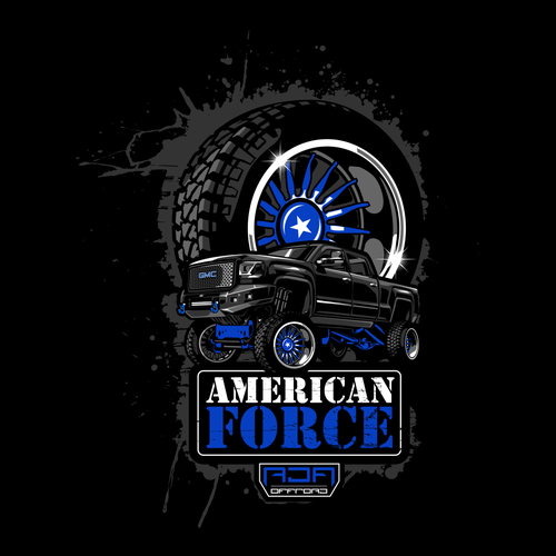 Automotive t-shirt with the title 'American force- ADA OFROAD'