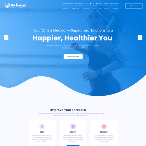 Theme website with the title 'Futuristic online medical company needs a new homepage!'