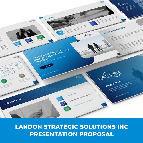 Company profile design with the title 'Landon Strategic Solutions Presentation'