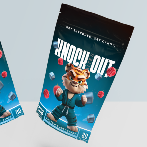 Gummy packaging with the title 'Protein Gummy Pack Design'