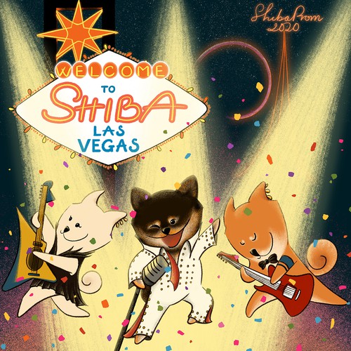 Character illustration with the title 'Shiba Las Vegas'