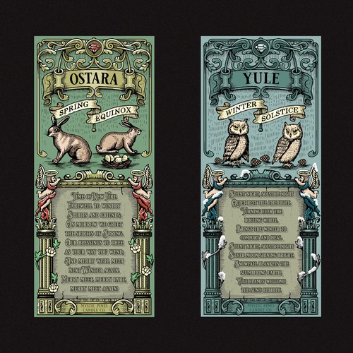 Family design with the title 'Ostara and Yule Candle label'