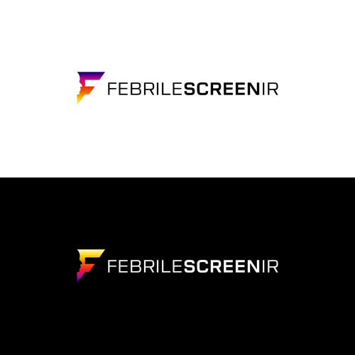 Letter f design logo with the title 'A face screening logo for 'Febrile Screen IR''