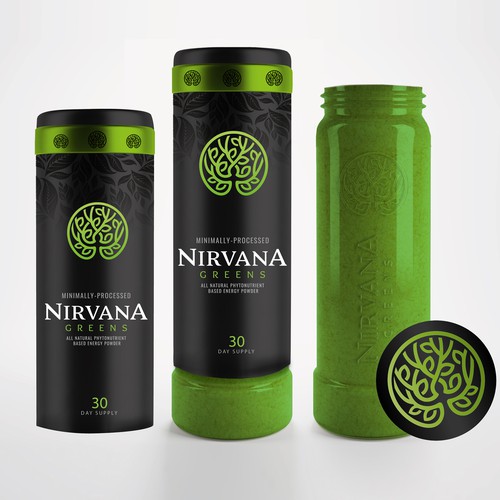 Yoga design with the title 'Unique packaging for Nirvana Green '