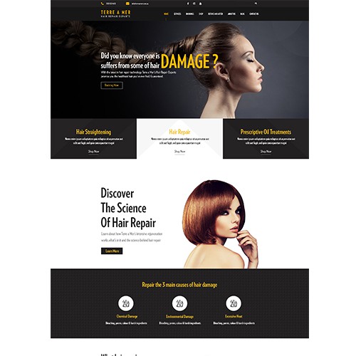 Beauty product website with the title 'Powerful Homepage Design for Niche Salon'