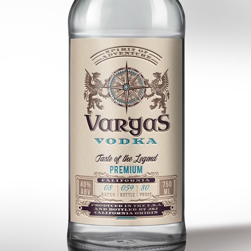 Package label with the title 'Premium Vodka Bottle Label'