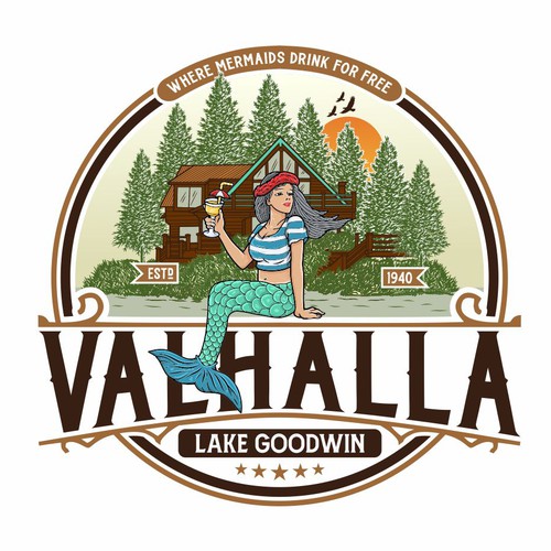 Combination logo with the title 'Valhalla'