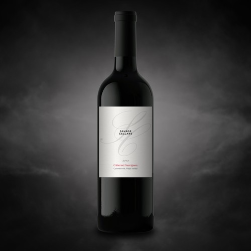 Winery label with the title 'Savage Cellars Cabernet Sauvignon label'