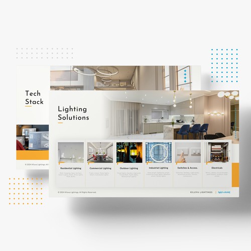 Company profile design with the title 'Pitch Deck Presentation for Lighting Company in Saudi Arabia'