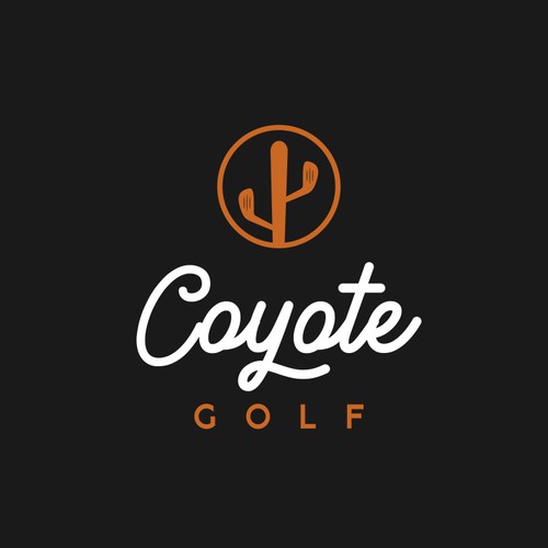 Coyote design with the title 'Design a desert-themed golf logo for apparel company appealing to young adult generations of golfers'