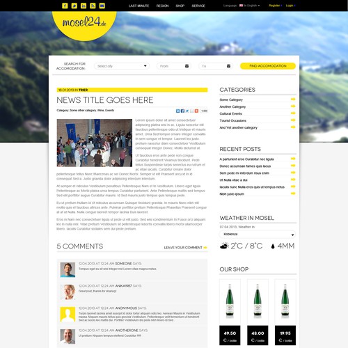 Service website with the title 'Amazing Webdesign contest - Mosel24'