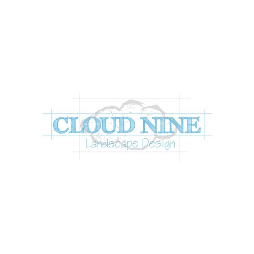 Blueprint design with the title 'Cloud Nine Landscape Design'