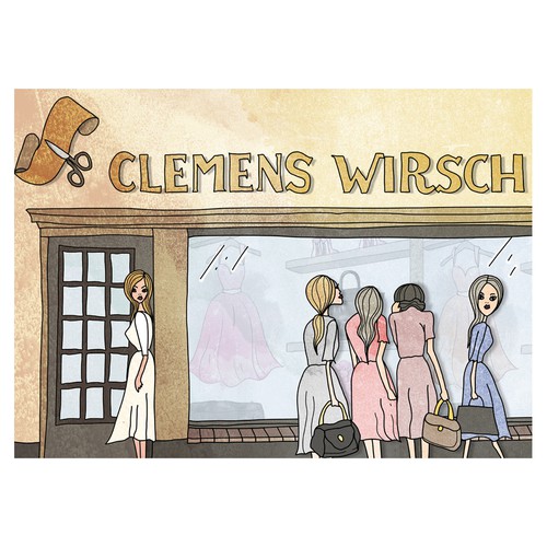 Fashion design artwork with the title 'Luxury fashion store illustration'