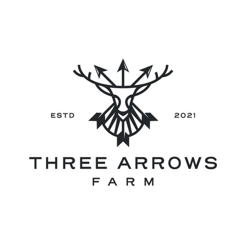 Line design with the title 'Three Arrows Farm'