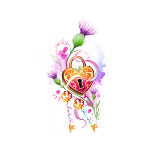 Lock design with the title 'Watercolor tattoo'
